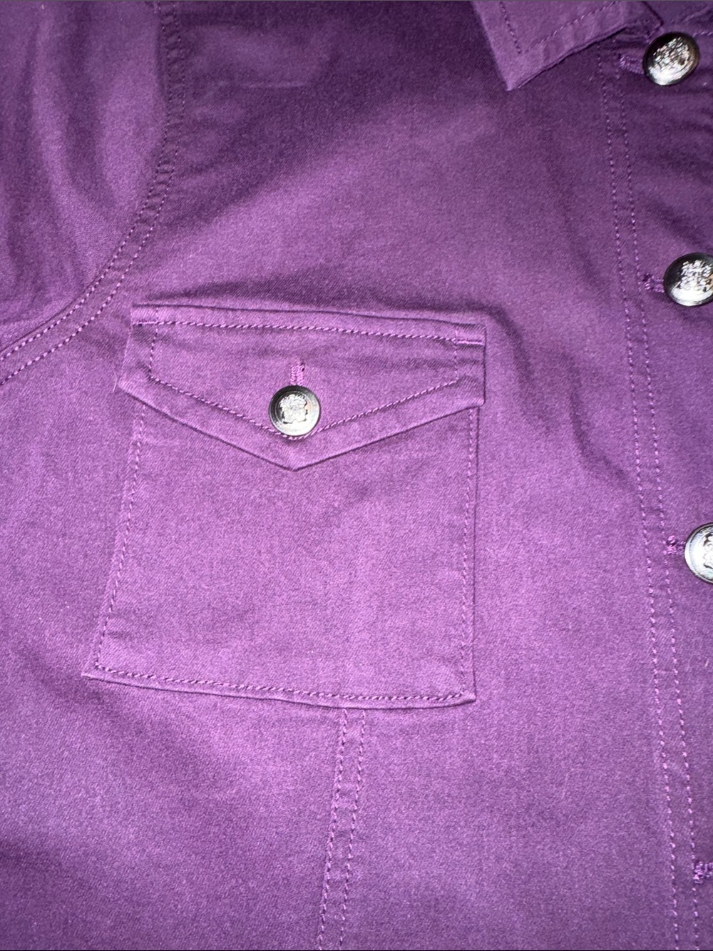 SUSAN GRAVER Purple Button-Front Utility Jacket- size XL - Picture 5 of 10